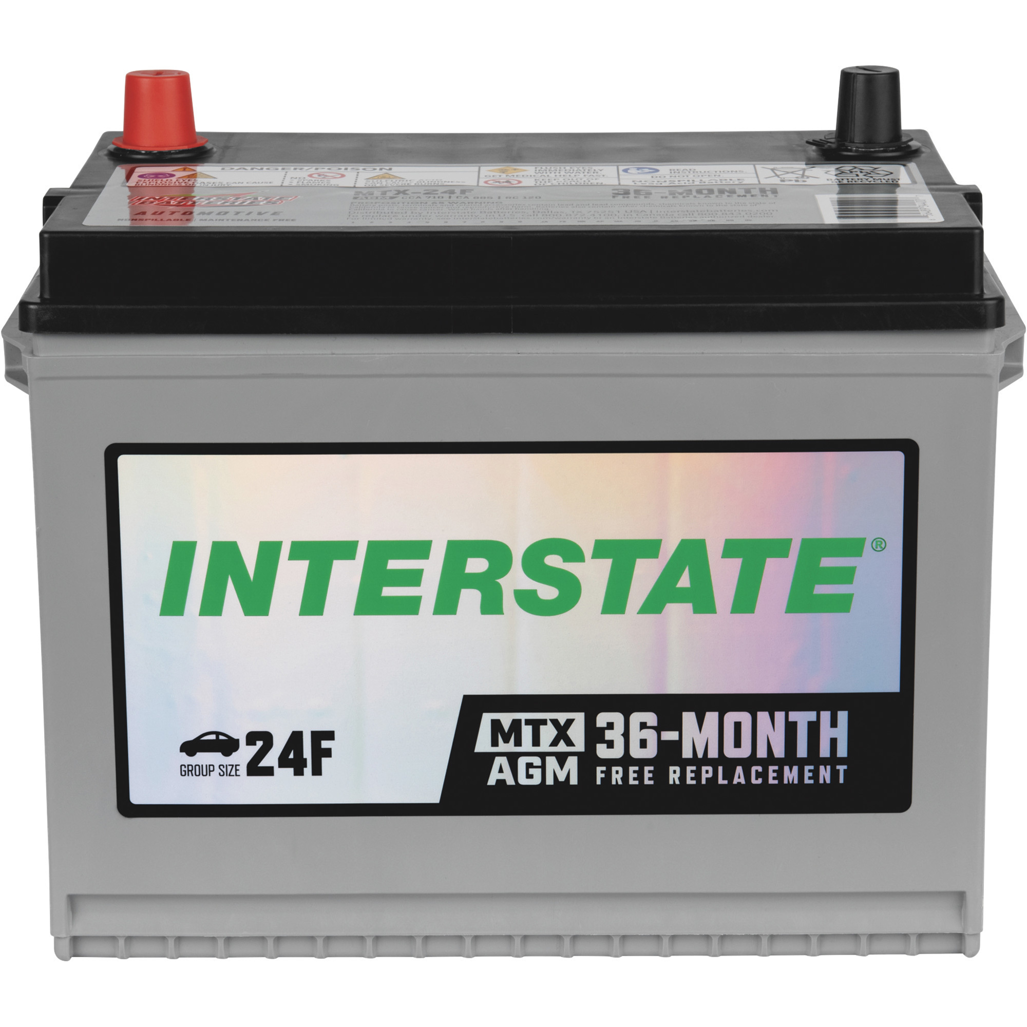 Interstate MTX Series Automotive Battery, Group Size 24F, 12 Volt, 710 CCA, Absorbed Glass Mat, Model# MTX-24F